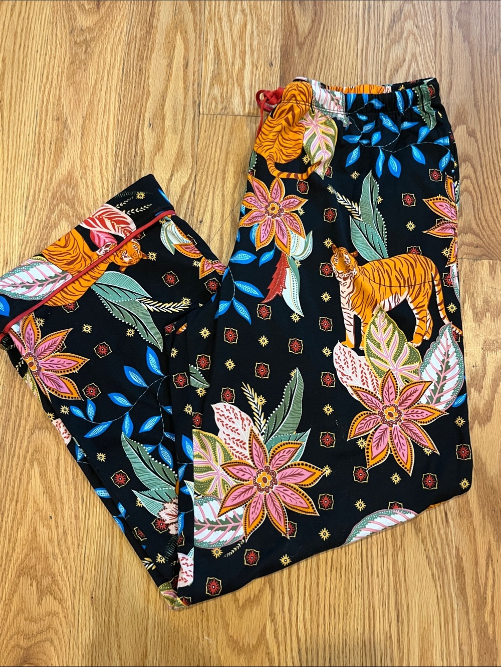 Room Service Black Tiger Floral Pajama Pants